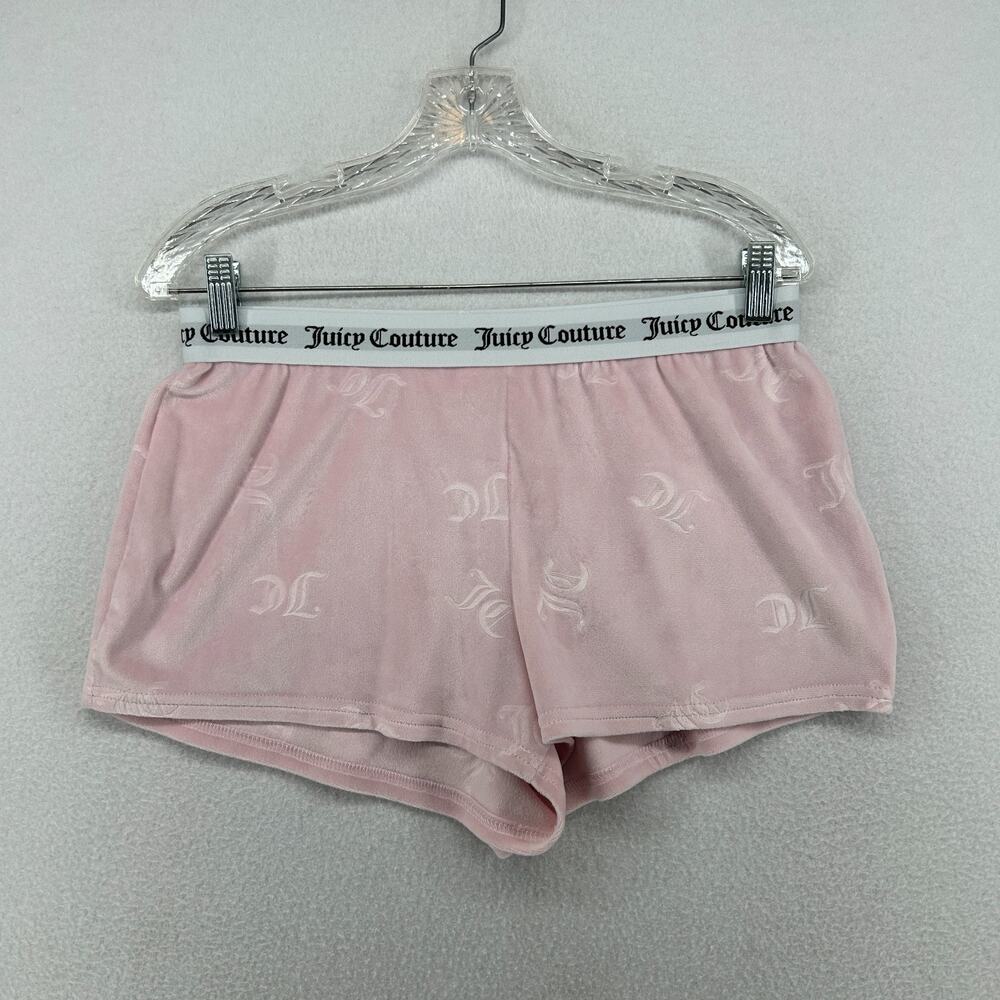 JUICY COUTURE Shorts M Velour Sleep Lounge Boxer Booty Elastic Waistband Pink